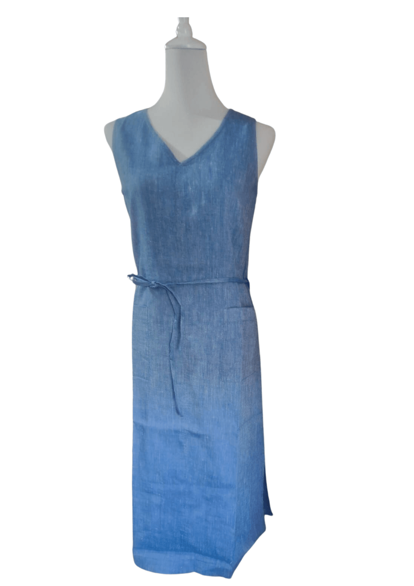 Bio Kleid blau Baumwolle und Leinen